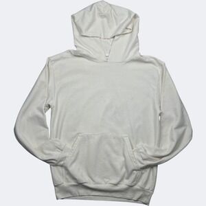 Talentless Hoodie Mens M White Fleece Pullover Kangaroo Pocket Cotton Unisex